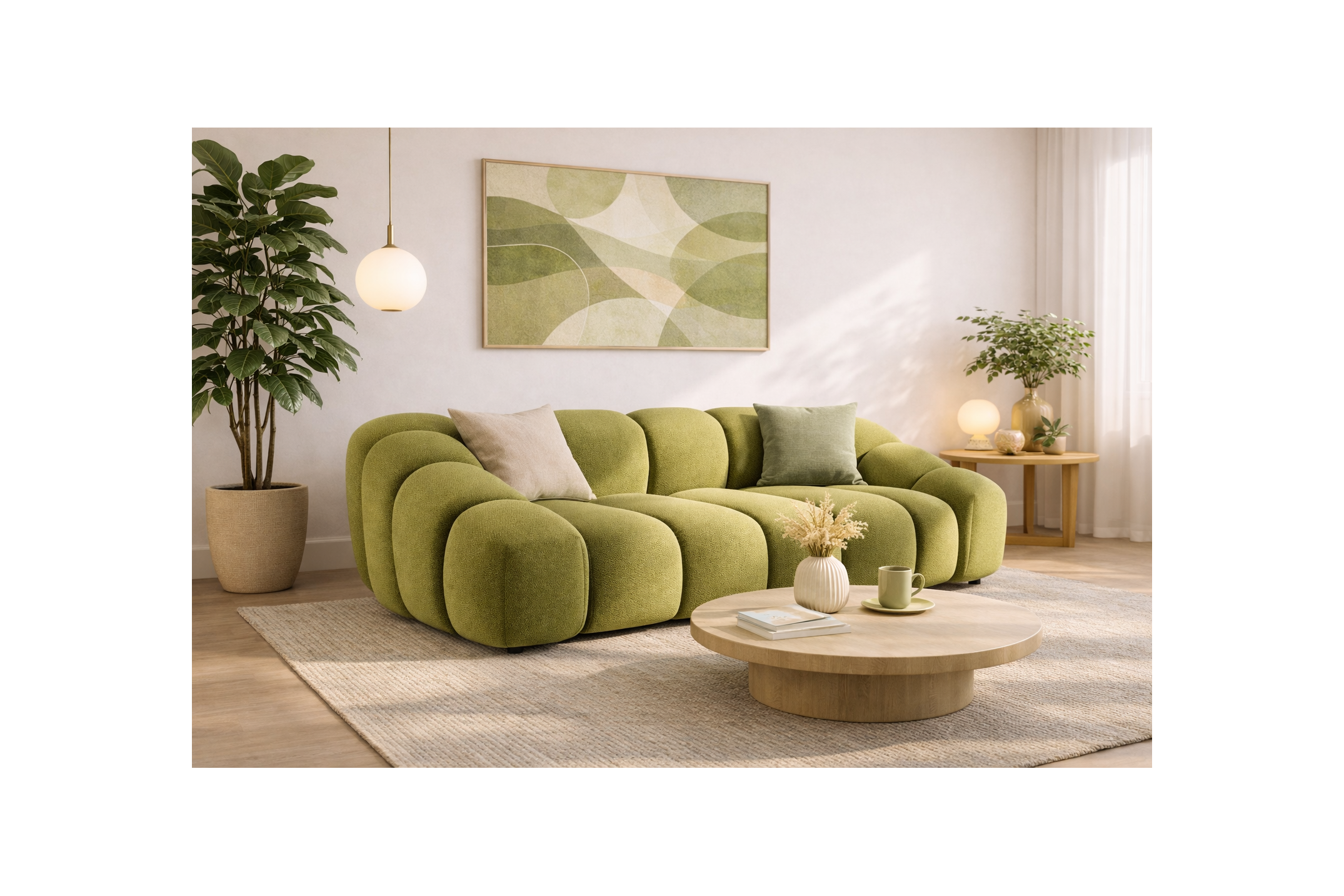 Ava - Canapé - 3 Places - Velours Texturé - Vert