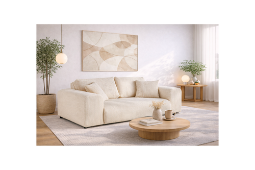 Garance - Canapé Droit - 2 Places - Velours Côtelé - Beige