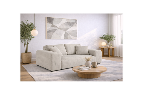 Garance - Canapé Droit - 2 Places - Velours Côtelé - Gris Clair