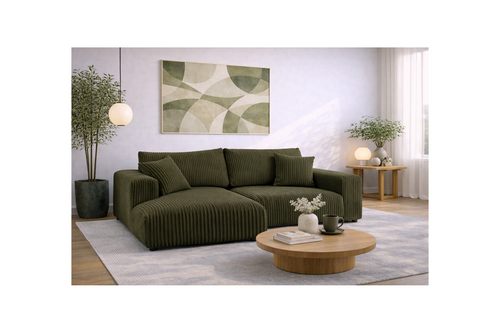 Garance - Canapé D'Angle Réversible - 4 Places - Velours Grosses Côtes - Vert