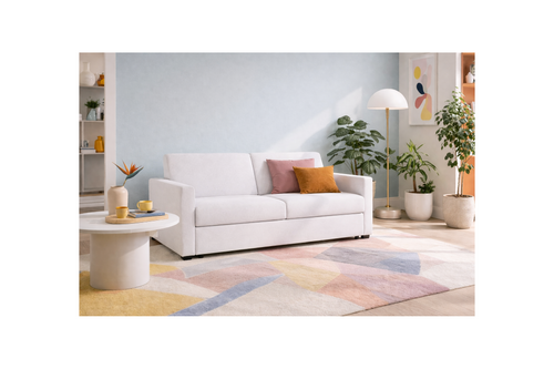 Julia - Canapé Convertible Couchage Quotidien - 3 Places - Tissu - Gris Clair