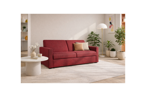 Julia - Canapé Convertible Couchage Quotidien - 3 Places - Tissu - Prune