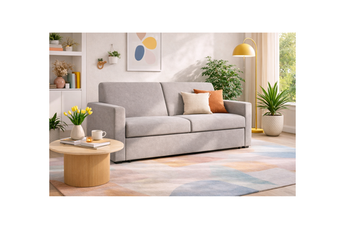 Julia - Canapé Convertible Couchage Quotidien - 3 Places - Tissu - Gris