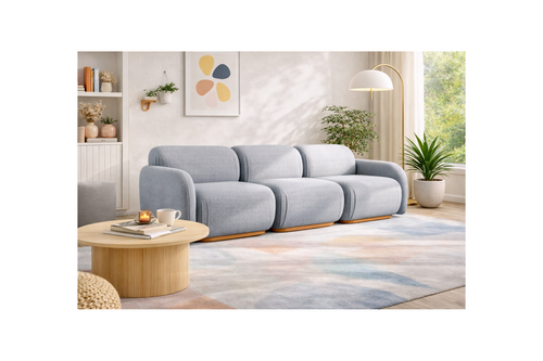 Penelope - Canapé Droit Modulable - 3 Places - Velours Texturé - Gris