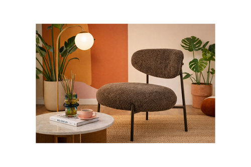 Adelia - Fauteuil - Tissu Texturé - Marron