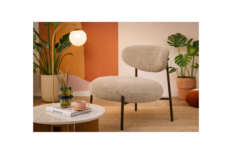 Adelia - Fauteuil - Tissu Texturé - Sable