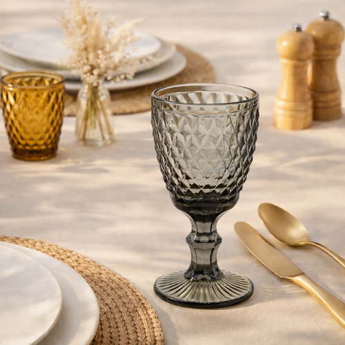 Lot De 6 Verres À Pieds 20 Cl - Strass - Gris