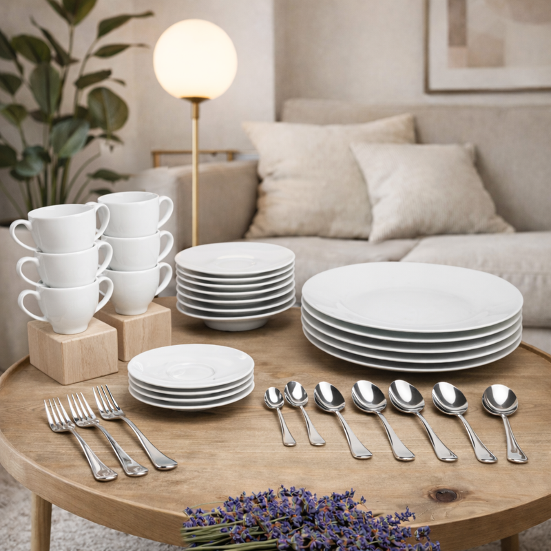 Ensemble Dessert & Goûter 30 Pièces - Sven - Blanc