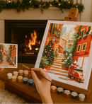 Peinture Par Numéros - Escalier Enneigé À Noël - Toile Roulée