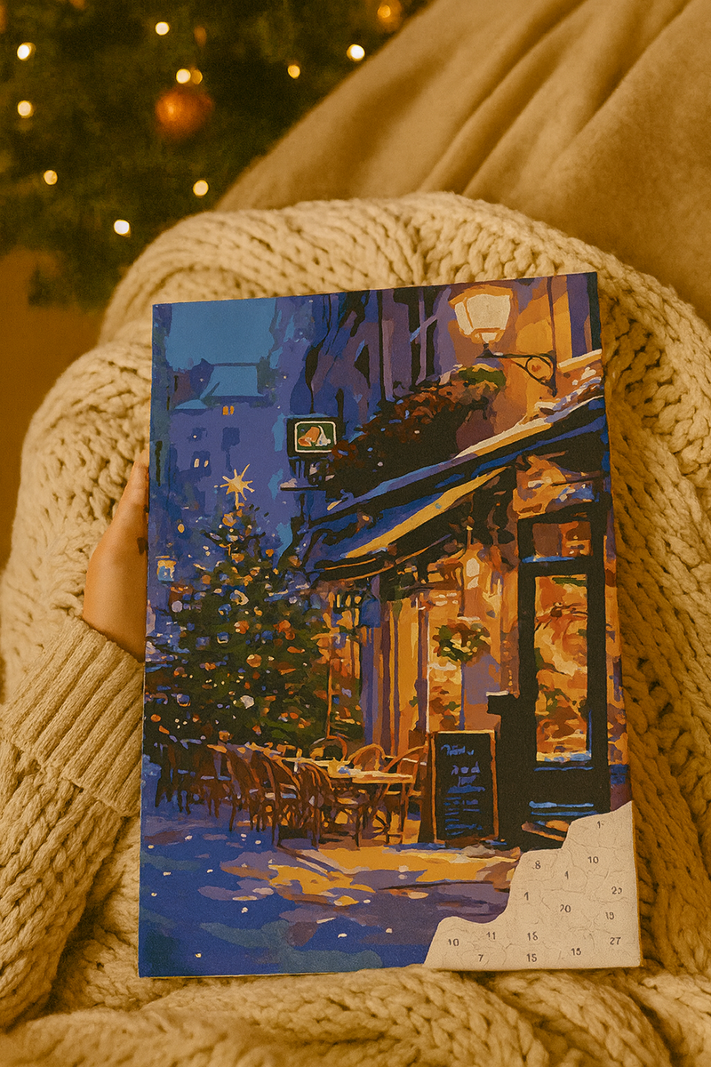 Peinture Par Numéros - Café De Nuit Festif - Toile Roulée