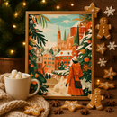 Peinture Par Numéros - Scène De Marché De Noël - Toile Roulée