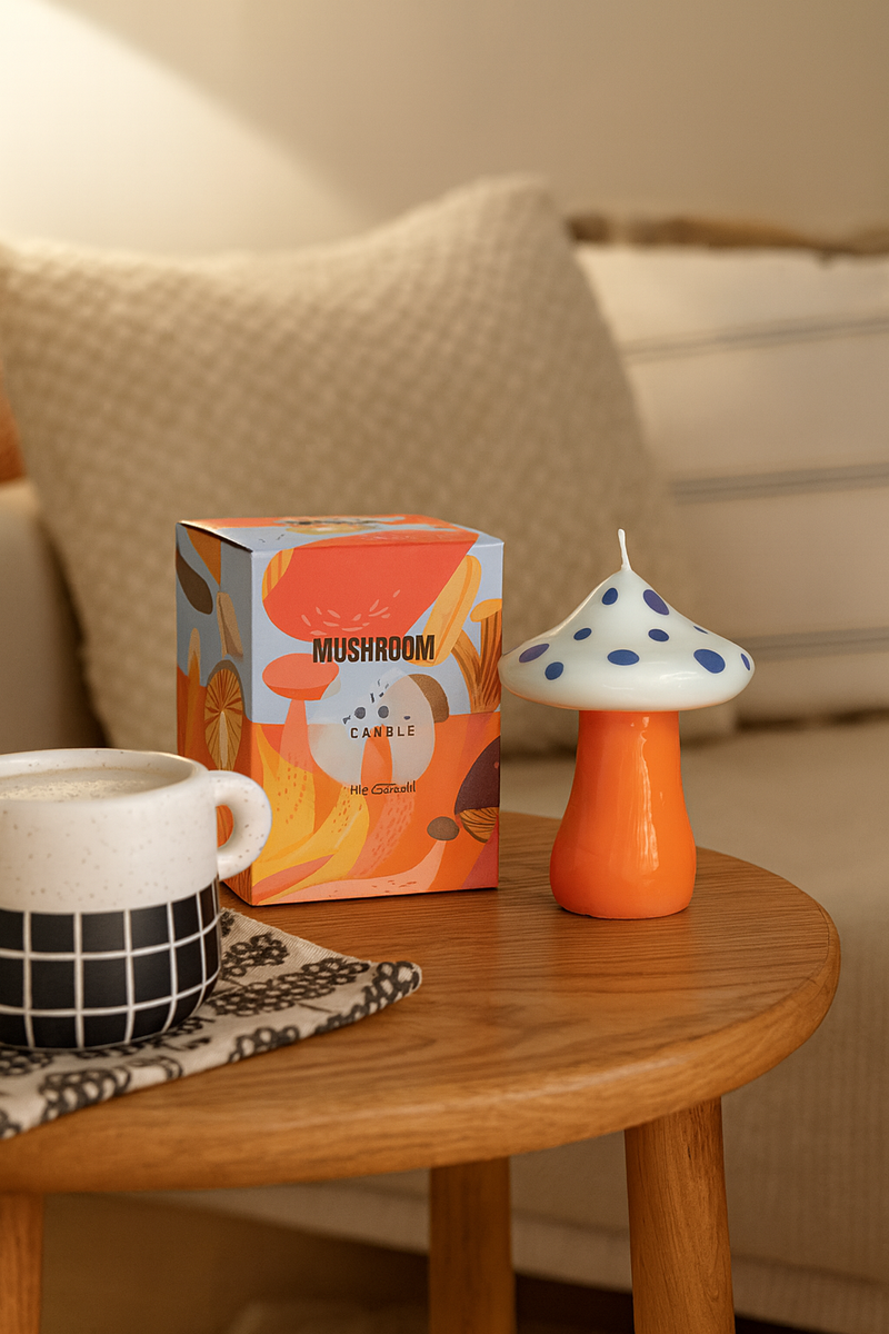 Grande Bougie Champignon Bleu Indigo