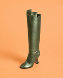 Valda High Boot In Green Laminated Lambskin