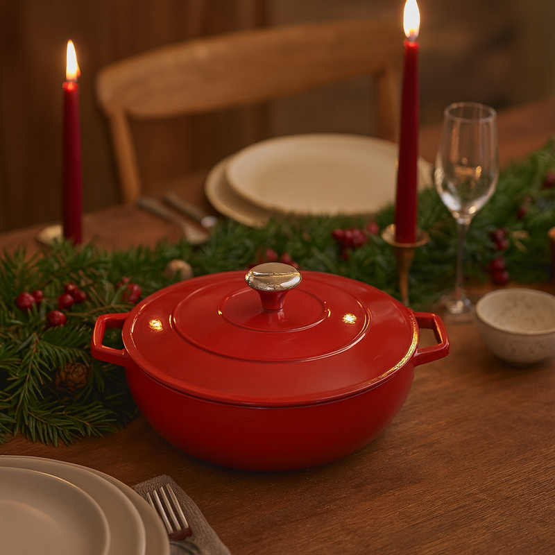 Cocotte En Fonte D'Acier Ronde - Rouge