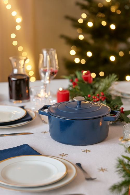 Cocotte En Fonte D'Acier Ronde - Bleu