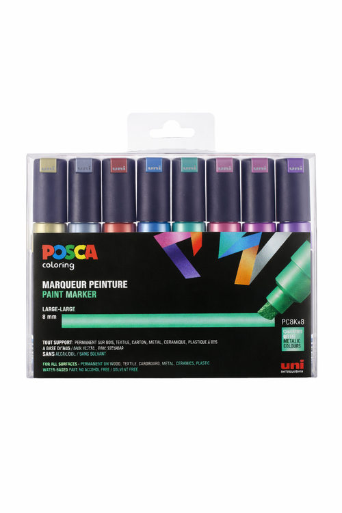 Set De 8 Marqueurs - Pointe Biseautée Large - Posca