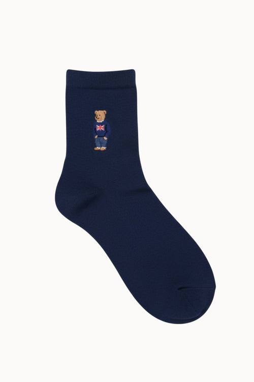 Calcetines con osito azul marino - Azul