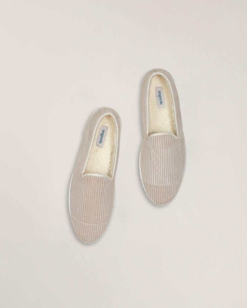 Chausson homme velours beige Angarde packshot haut