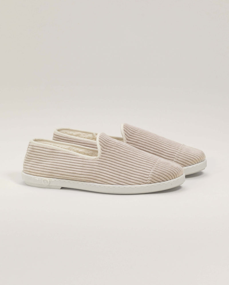 Chausson homme velours beige Angarde packshot profile