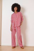 Chemise à rayures pour femme avec coupe ample et fluide poche poitrine manches longues summer collection Garance Paris 