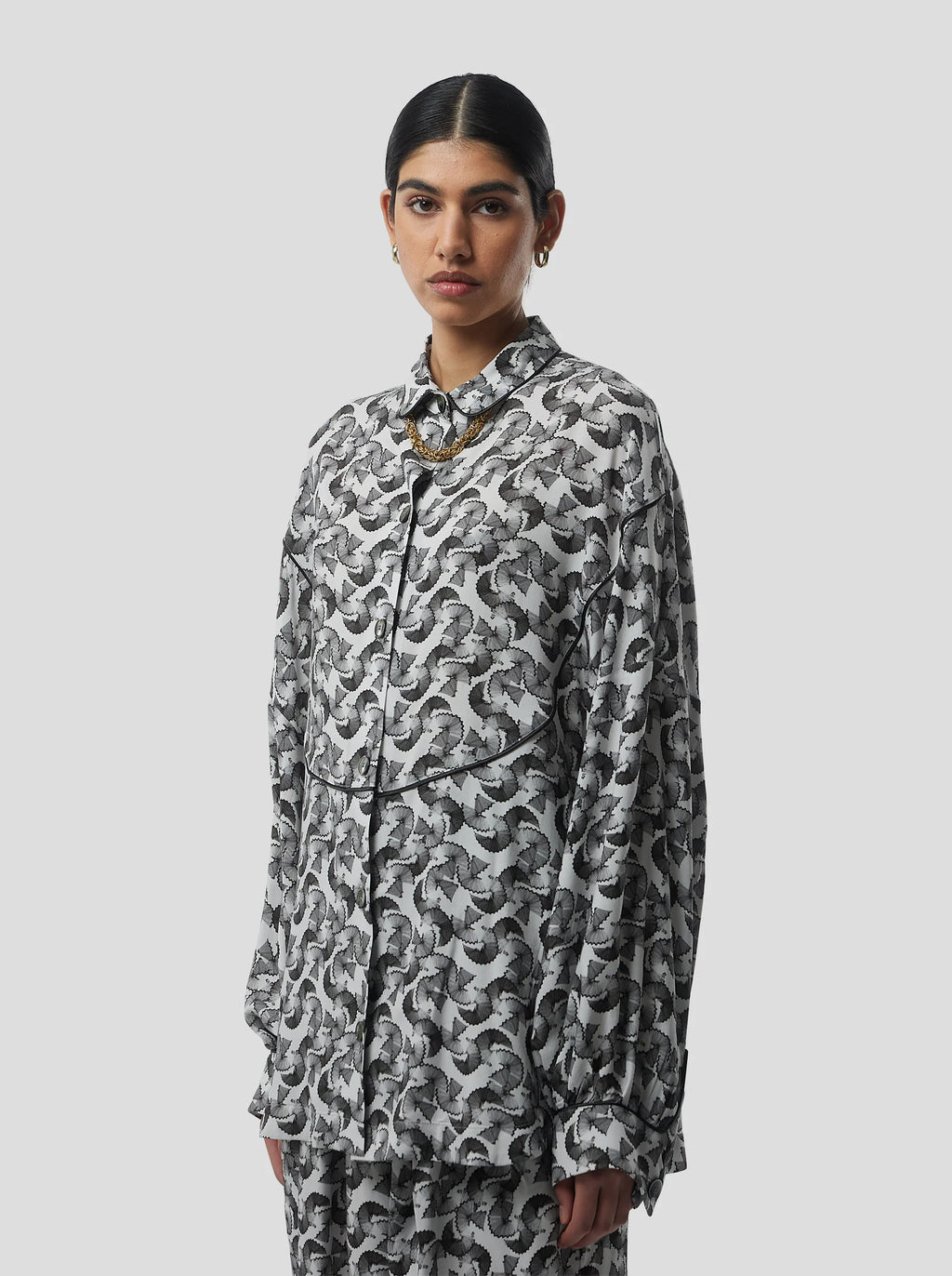 Chemise Tasman In Lead Shavings Print