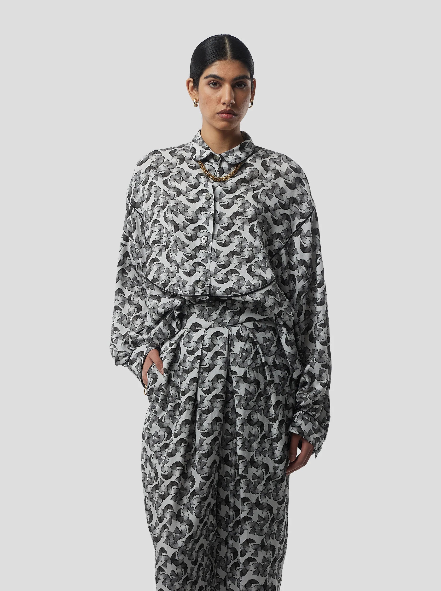 Chemise Tasman In Lead Shavings Print
