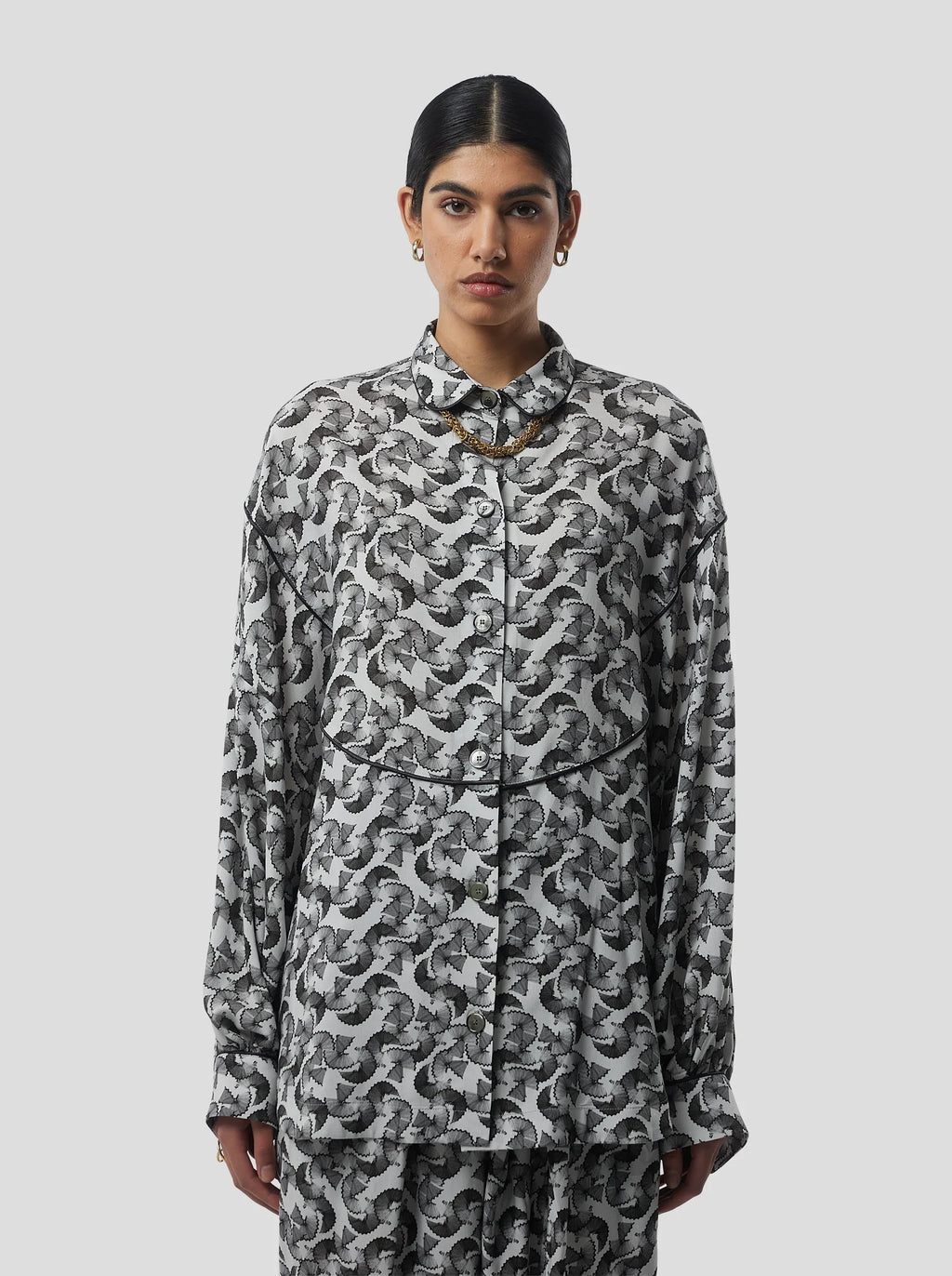 Chemise Tasman In Lead Shavings Print