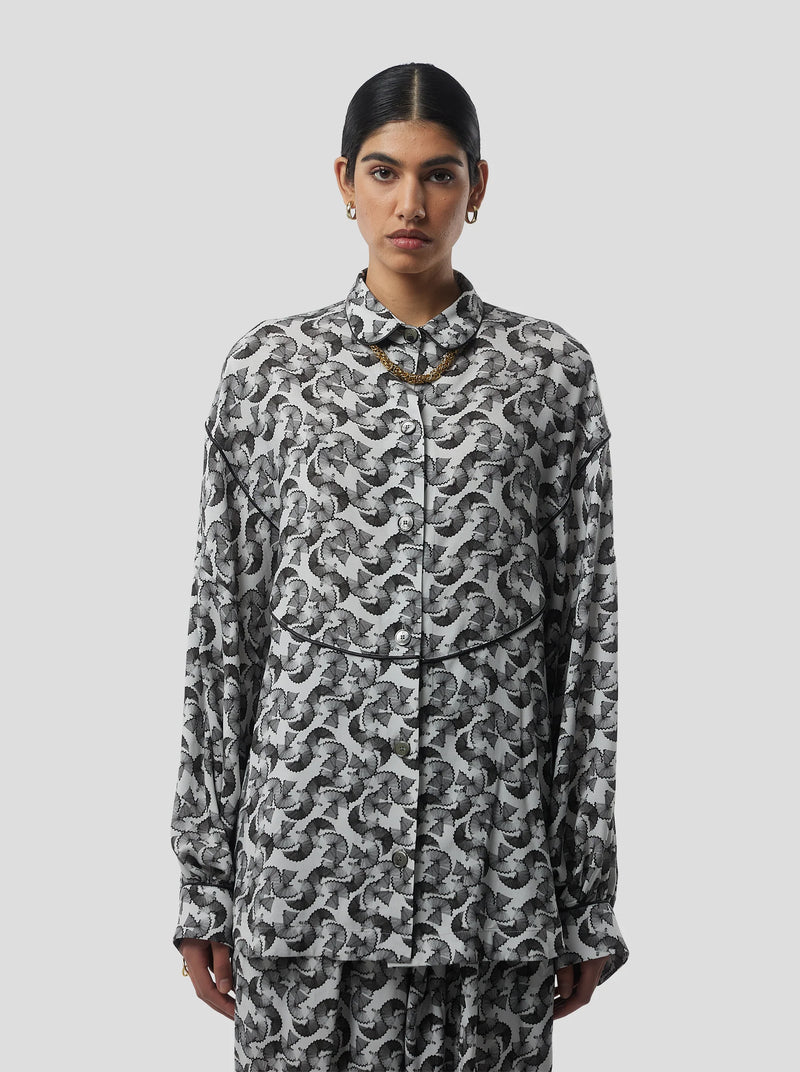 Tasman In Lead Shavings Print Shirt