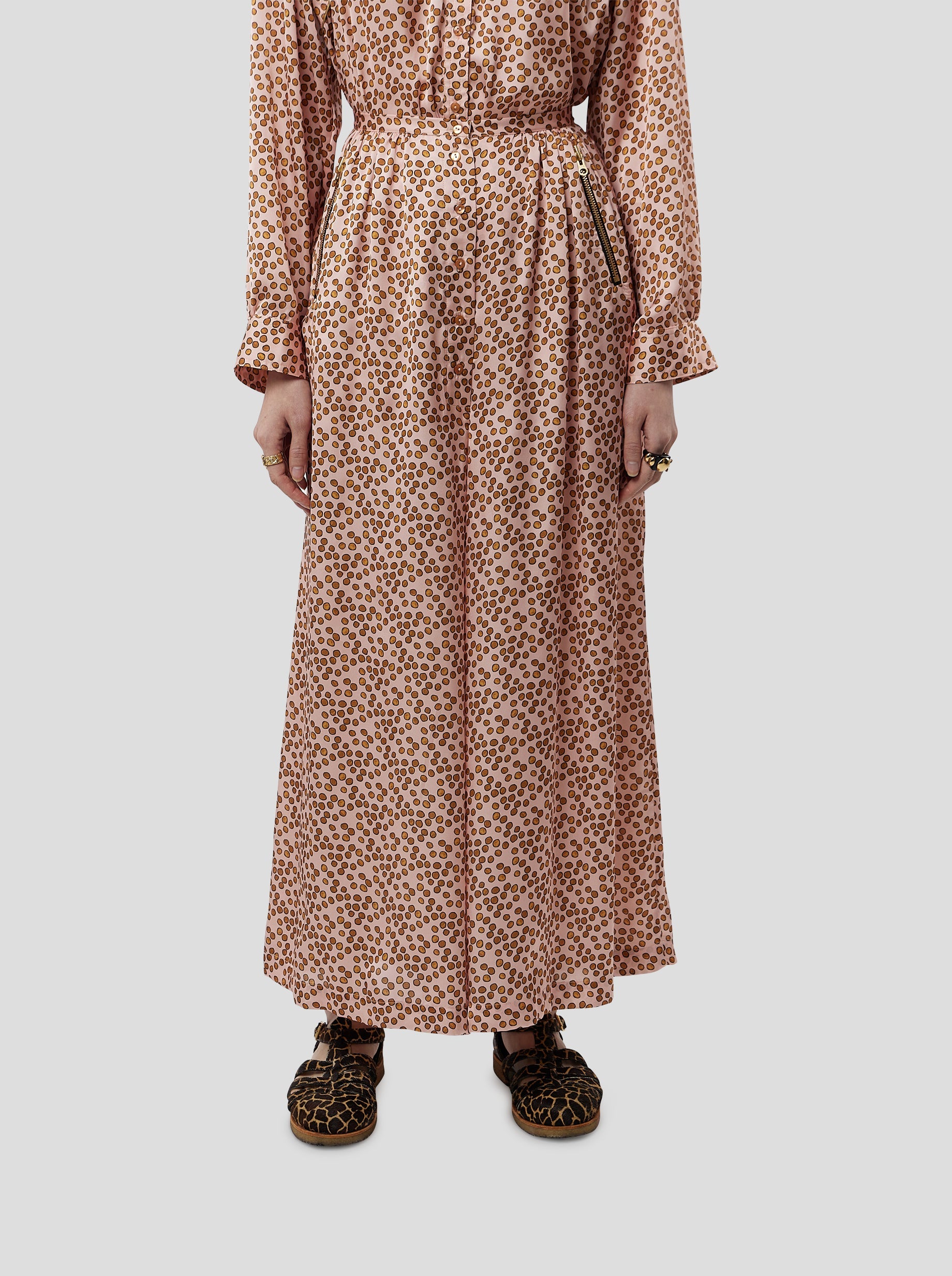 Pantalon Doll In Powder Messy Dots Print