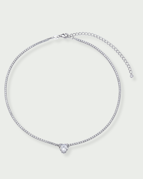 Choker Tennis Cœur Blanc - Blanc