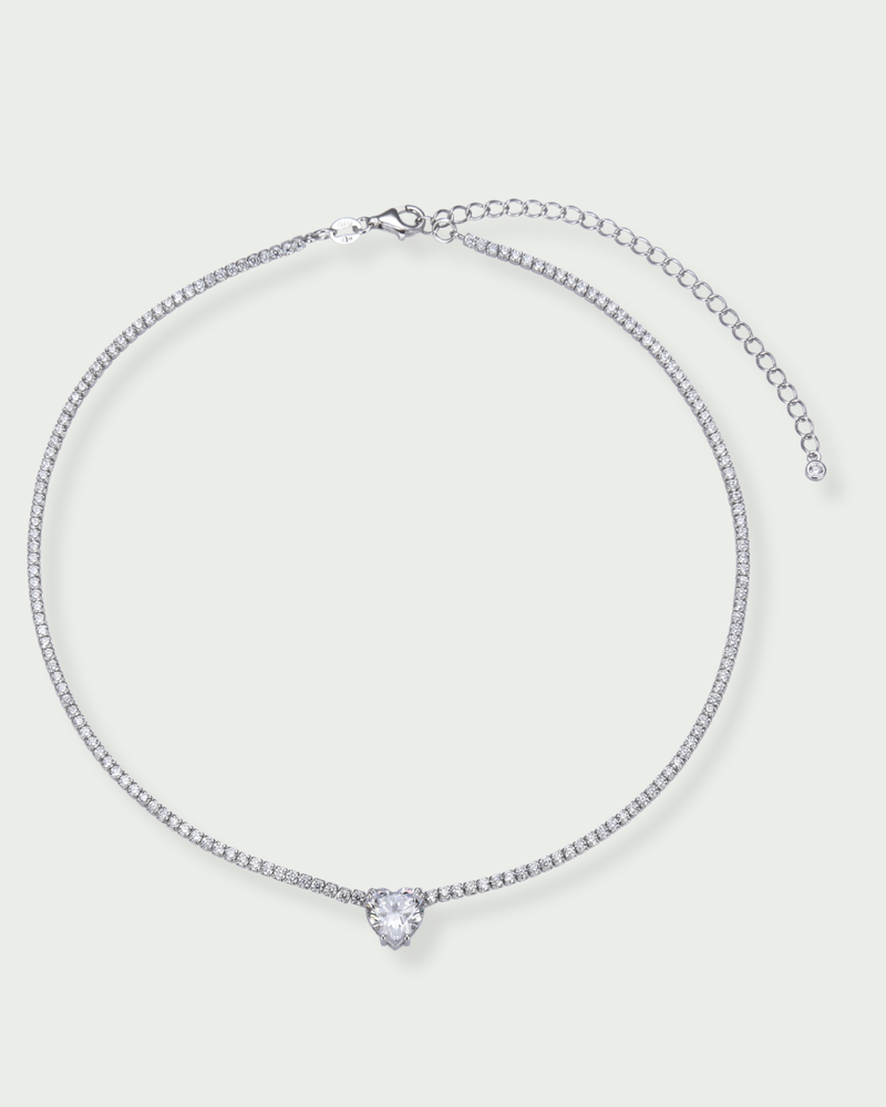 Choker Tennis Cœur Blanc - Blanc