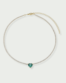 Choker Tennis Cœur Vert - Doré