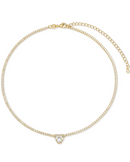 Choker Tennis Cœur Blanc - Doré