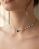 Choker Tennis Cœur Vert - Rose