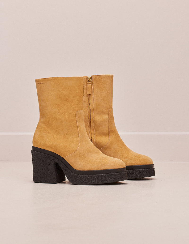 Claire Heeled Boots - Sand Suede