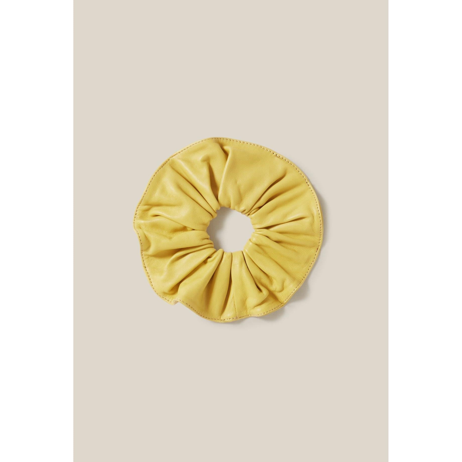 Leather Scrunchie with Stitched Borders