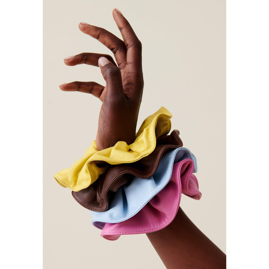 Leather Scrunchie with Stitched Borders