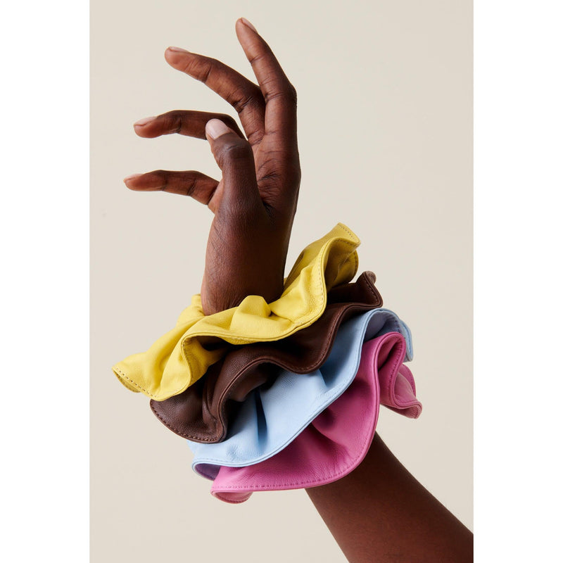 Leather Scrunchie with Stitched Borders