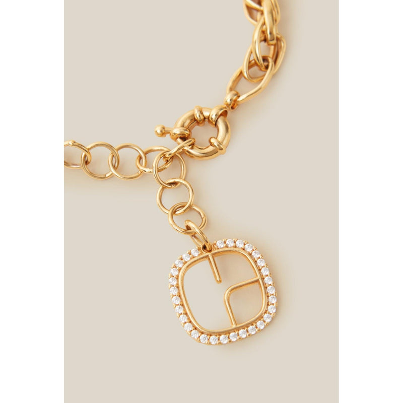 Pulsera de cadena dorada con logotipo CP