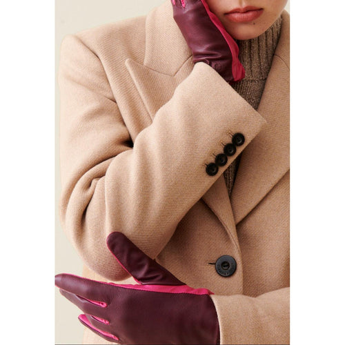 Gants Bicolores Cuir Logo Embossé