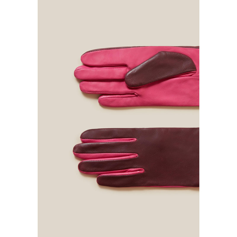 Guantes de piel bicolor con logo en relieve