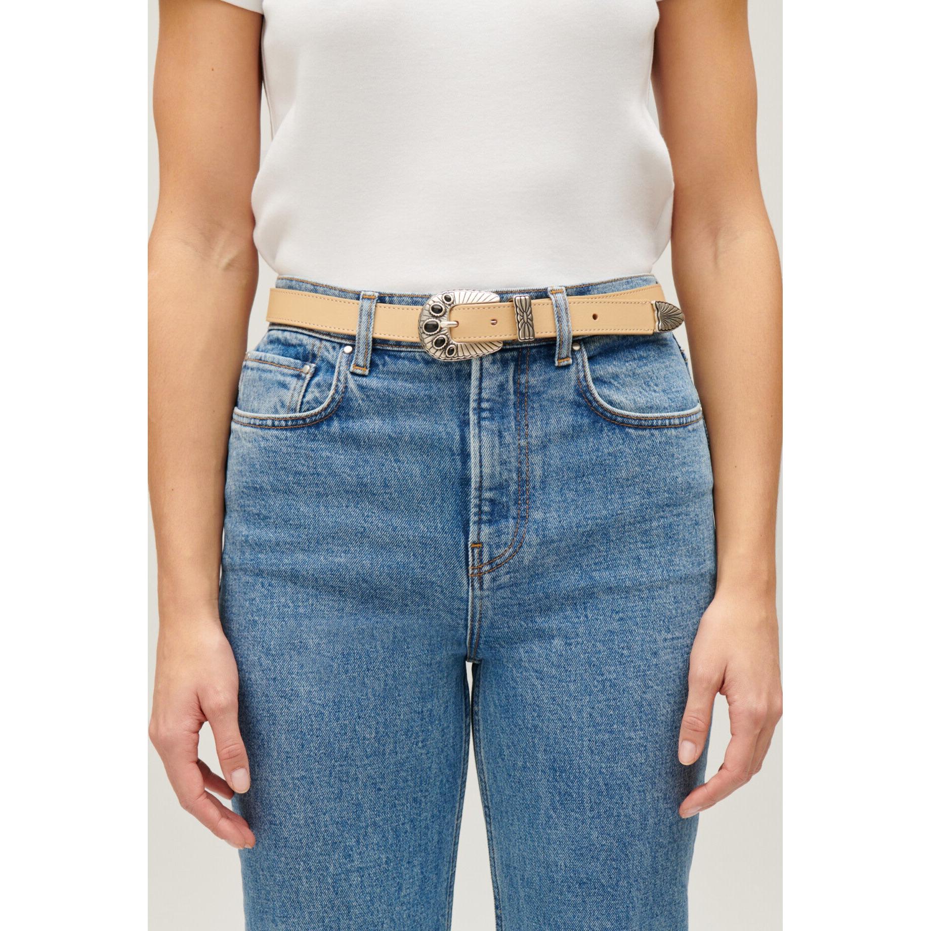 Beige Leather Belt
