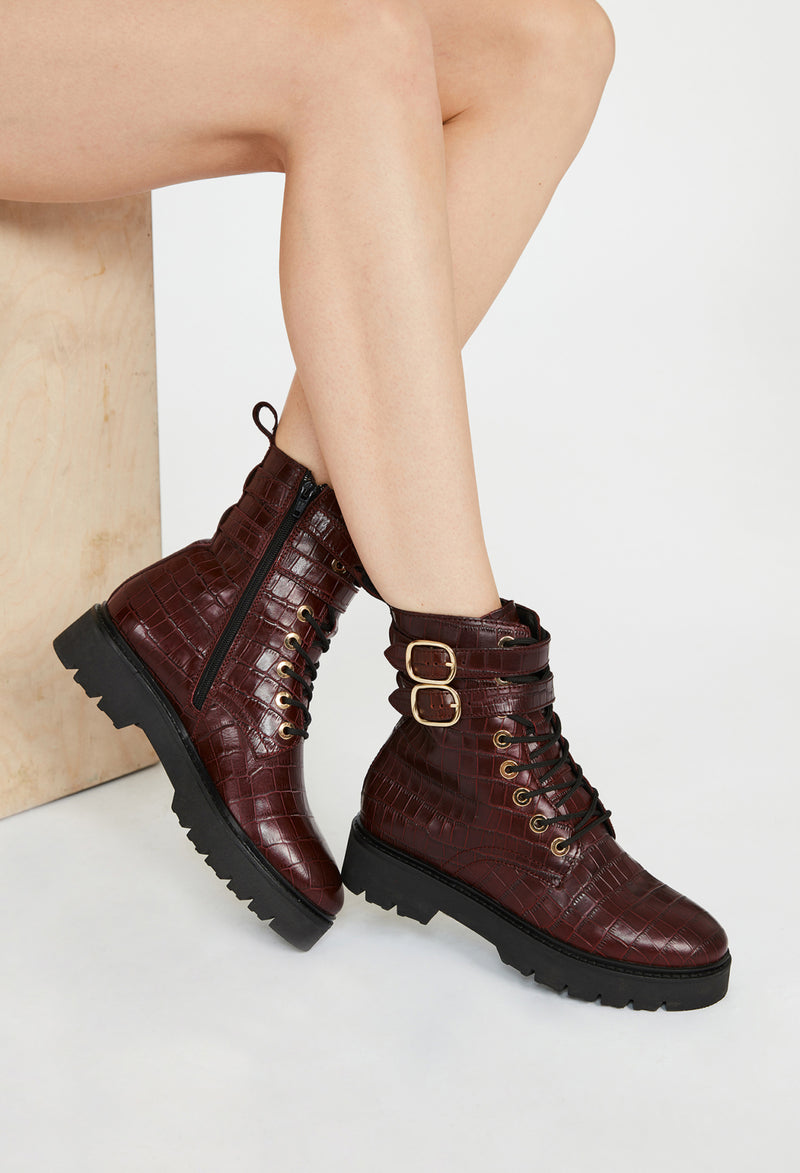 Claudie Pierlot - Bottines Annabella Croco - Bordeaux