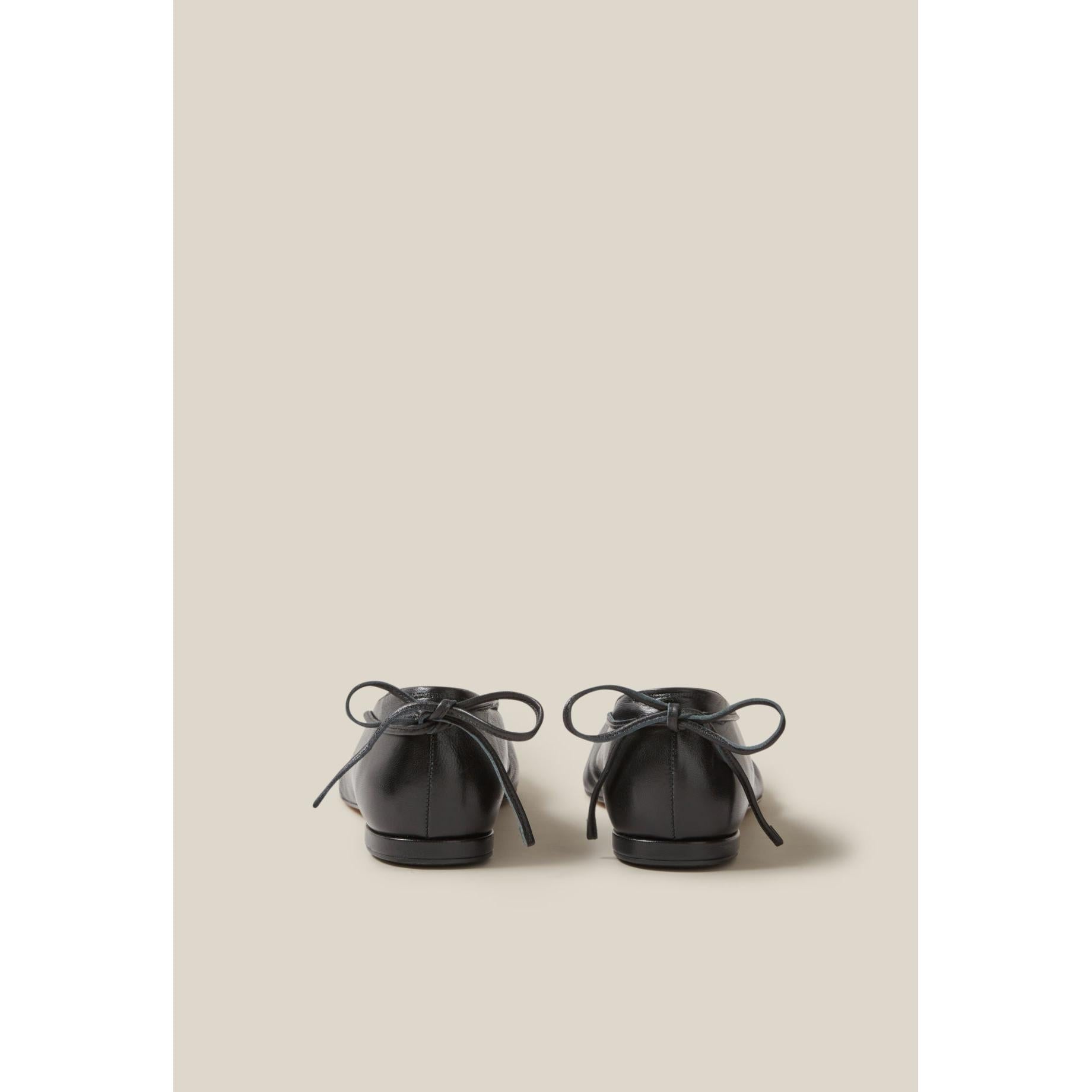 Black Leather Ballerinas