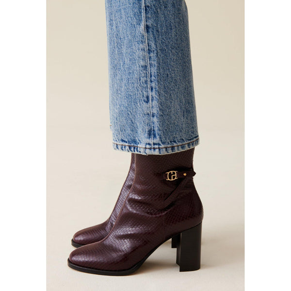 Claudie Pierlot - Snake Effect Patent Leather Ankle Boots