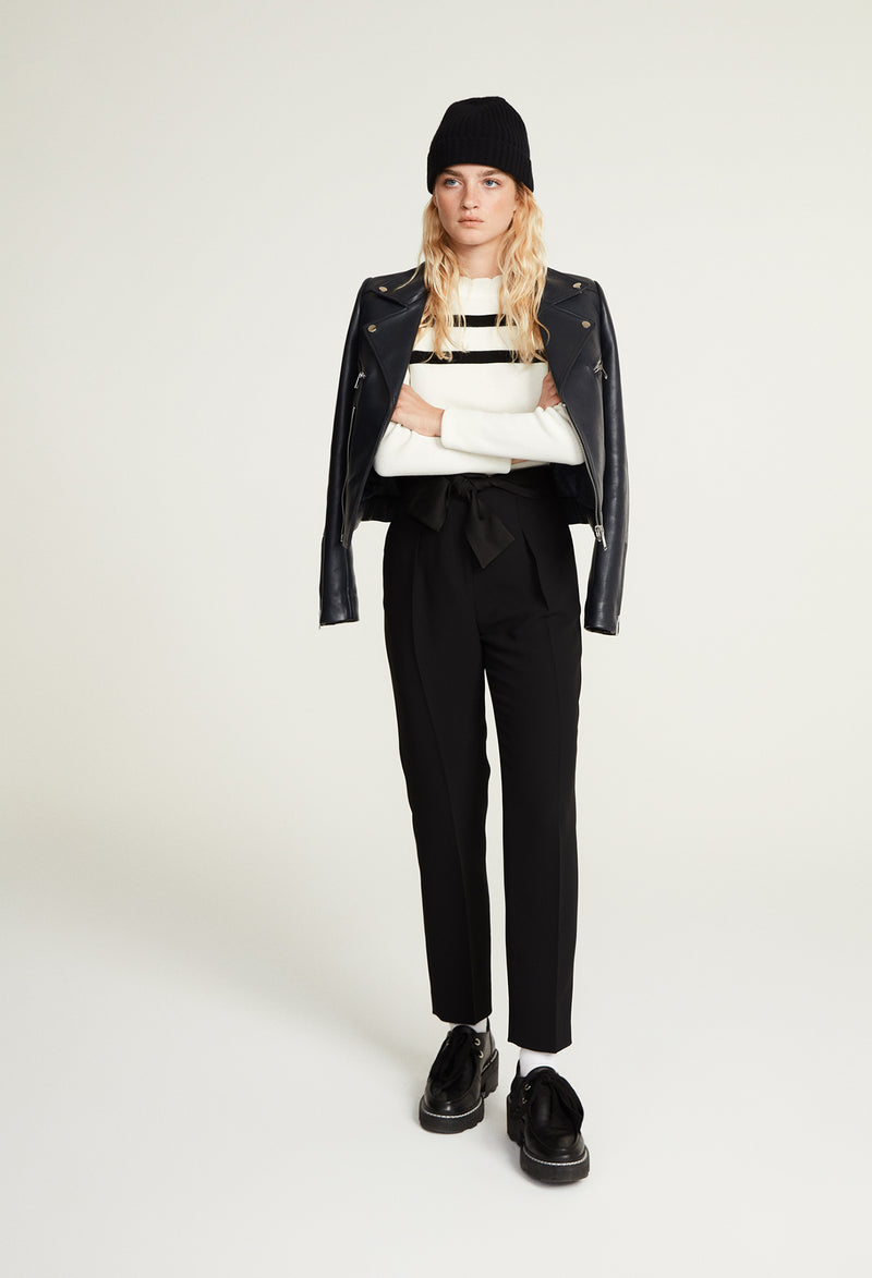 Claudie Pierlot - Carissa Leather Jacket - Navy