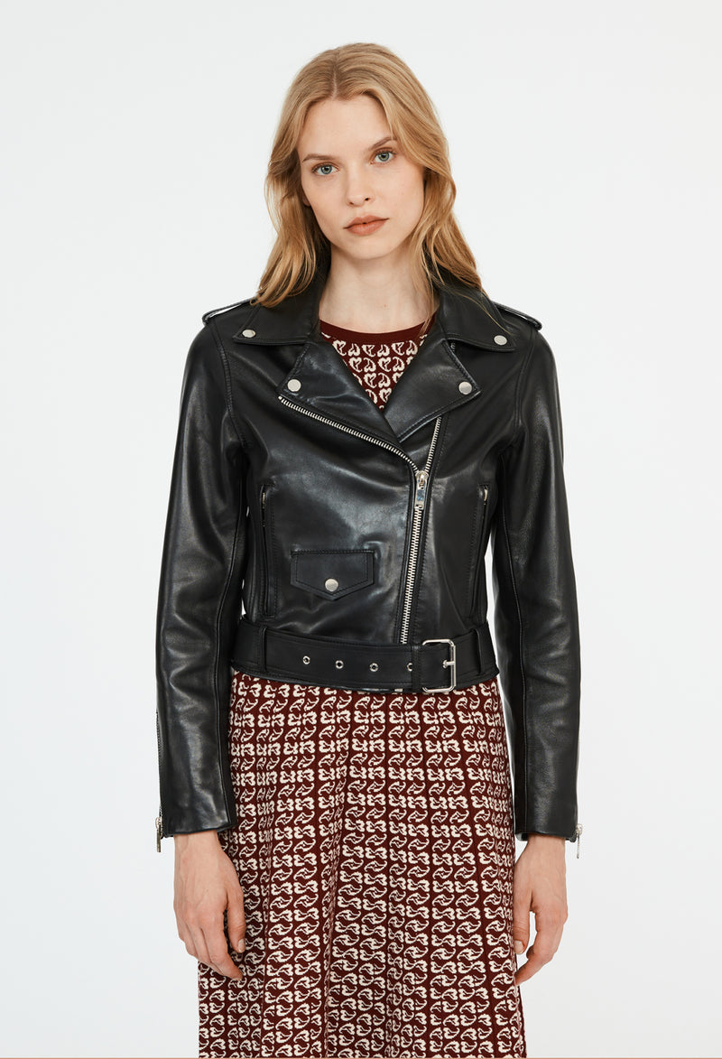 Claudie Pierlot - Chaqueta de piel Capitan - Negra