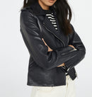 Claudie Pierlot - Blouson Cuir - Cuzia - Marine