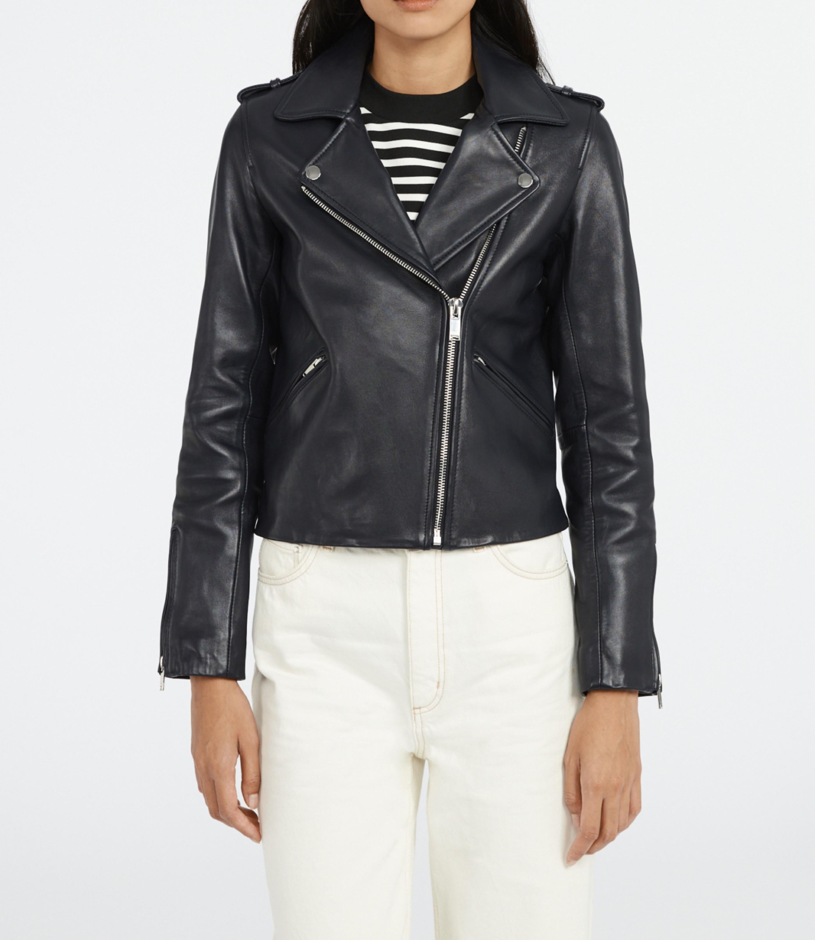 Claudie Pierlot - Leather Jacket - Cuzia - Navy