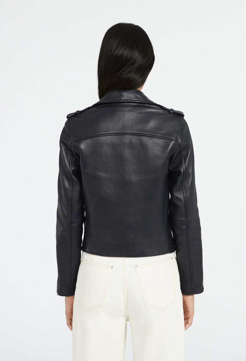 Claudie Pierlot - Blouson Cuir - Cuzia - Marine